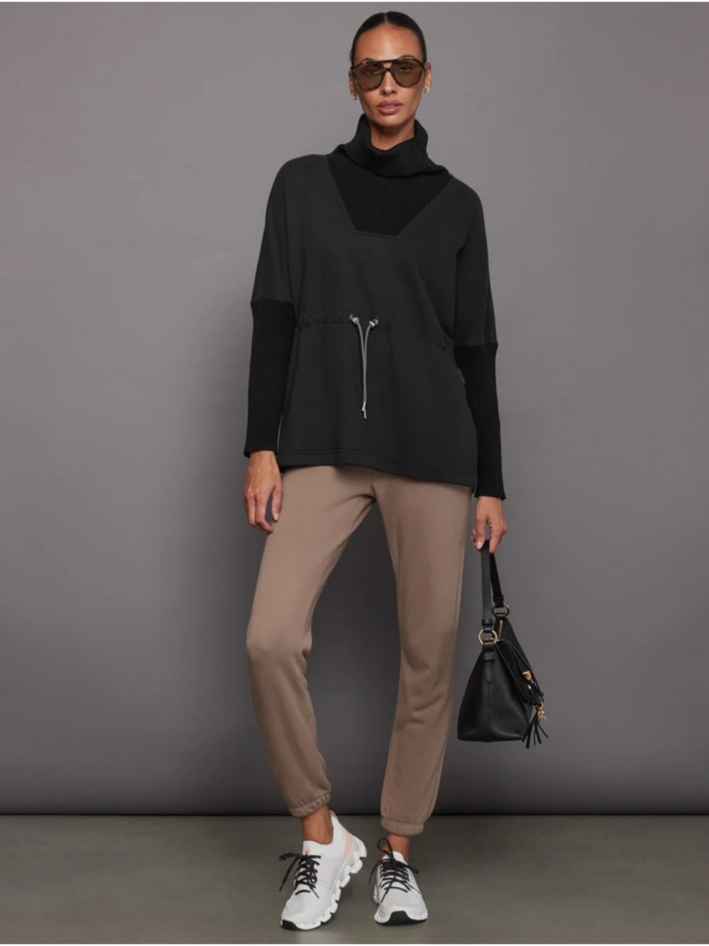 Varley Black Cowl Neck Sweater